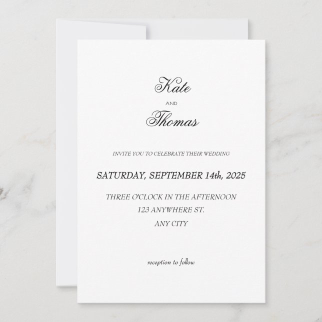Invitación Elegant Chic Budget Minimalist Classic (Anverso)