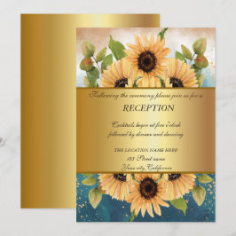 Invitación Elegant Chic Oro,Recepción de Boda de Girasoles