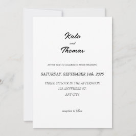 Invitación Elegant Chic Romantic Minimalist Classic White
