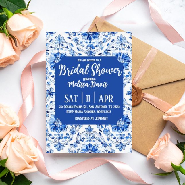 Invitación Elegant Chinoiserie Bridal Shower Invitation (Personalize this elegant Chinoiserie bridal shower invitation. )