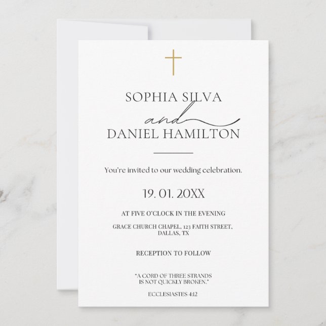 Invitación Elegant Christian Wedding Invitation  (Anverso)