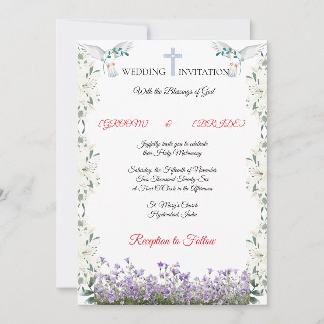 Invitación Elegant Christian Wedding Invitation Template (Anverso)