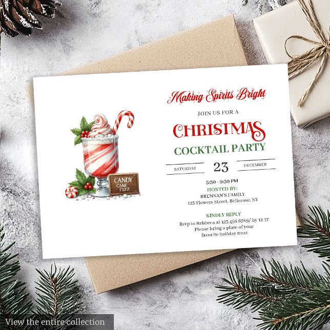 Invitación Elegant Christmas Cocktails Party printable invite (Elegant Christmas Cocktails Party printable invite)
