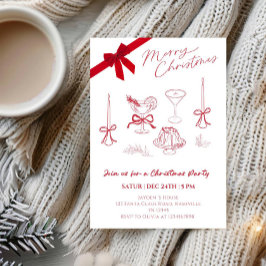 Invitación Elegant Christmas Line Art Party