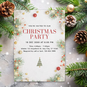 Invitación Elegant Christmas Party Invitation with Holiday