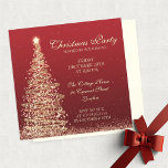 Invitación Elegant Christmas Party Red<br><div class="desc">Elegant Christmas Corporate Dinner Party Invitation template with sparkling Christmas Tree on red. Impress your friends with this sophisticated and elegant invitation design. Fully customizable!</div>