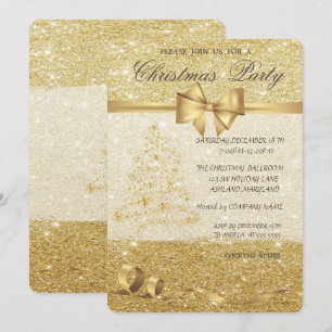 Invitación Elegant Christmas Tree,Glittery ,Christmas Party