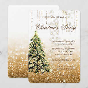 Invitación Elegant Christmas Tree,Glittery ,Christmas Party