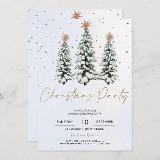 Invitación Elegant Christmas Tree Holiday Party Invitation (Anverso / Reverso)
