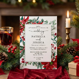 Invitación Elegant Christmas Wedding Invitation Poinsettia