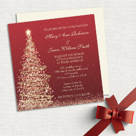 Invitación Elegant Christmas Wedding Red