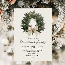 Invitación Elegant Christmas Wreath Party Invitation
