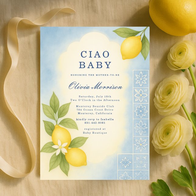 Invitación Elegant Ciao Baby Italian Baby Shower (Subido por el creador)