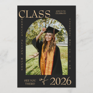 Invitación Elegant Class of 2026 Graduation Invite