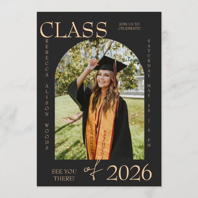 Invitación Elegant Class of 2026 Graduation Invite (Anverso)