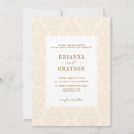 Invitación Elegant Classic Beige Script Vintage Wedding 