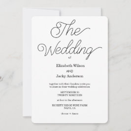 Invitación Elegant Classic Black and White Caligraphy Wedding