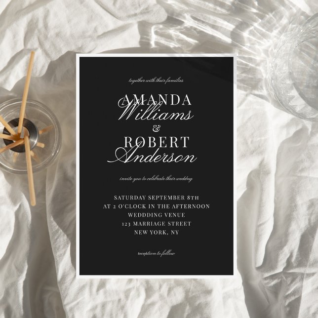 Invitación Elegant Classic Black and White Old Money Wedding (Subido por el creador)