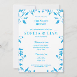 Invitación elegant classic blue floral rehearsal Invitation