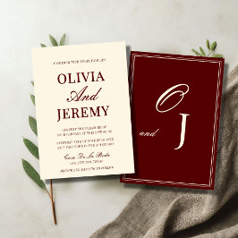Invitación Elegant Classic Burgundy & Ivory Old Money Wedding