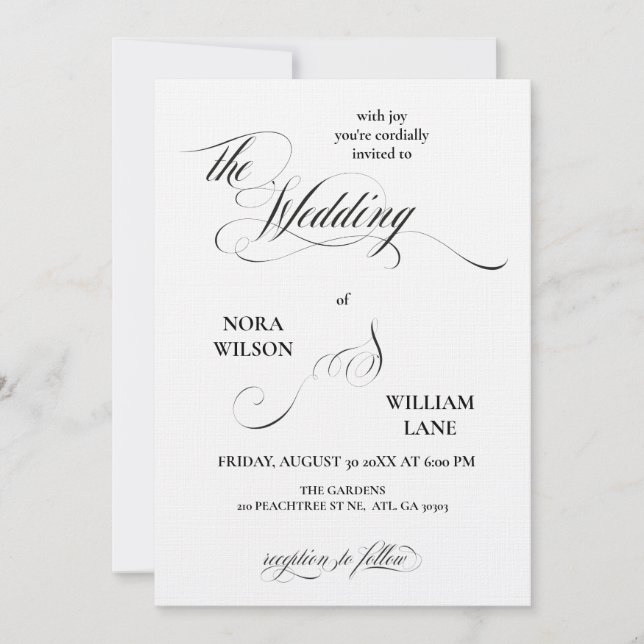 Invitación Elegant Classic Calligraphy Wedding Invitation (Anverso)