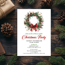 Invitación Elegant Classic Christmas Wreath Party Card