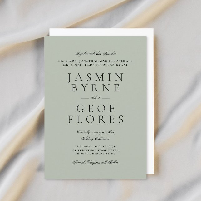 Invitación Elegant Classic Light Sage Formal Wedding (Subido por el creador)