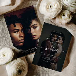 Invitación Elegant Classic Minimalist Script Wedding 2 Photo