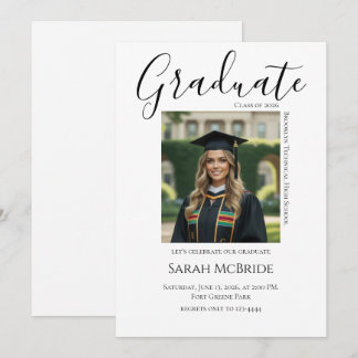 Invitación Elegant Classic One Photo Graduation Invitation