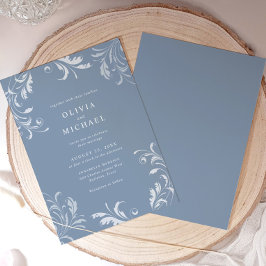 Invitación Elegant Classic Vintage Dusty Blue Wedding