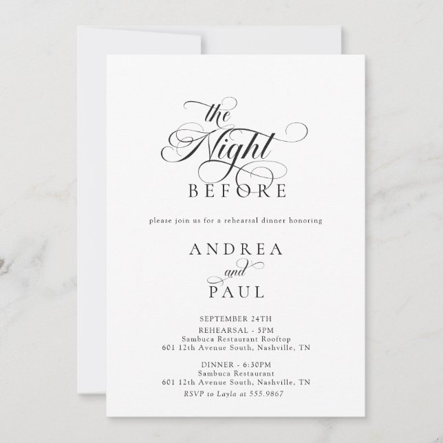 Invitación Elegant Classic Wedding Rehearsal Dinner (Anverso)