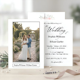 Invitación Elegant Classic White Themed Photo Wedding