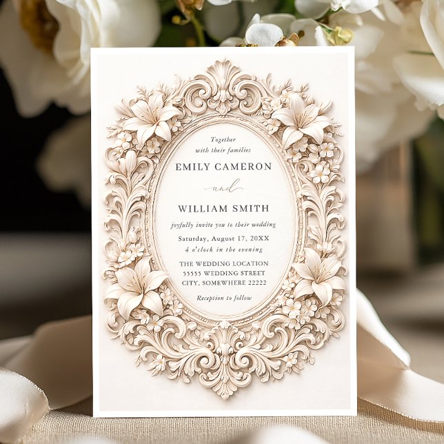 Invitación Elegant Classy Floral Baroque Frame Wedding (Subido por el creador)