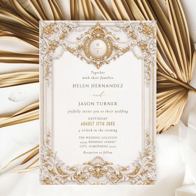 Invitación Elegant Classy Gold & White Baroque Frame Wedding (Subido por el creador)