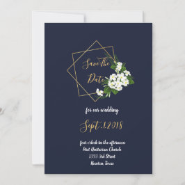 Invitación Elegant Classy Navy Geometric guardar la fecha