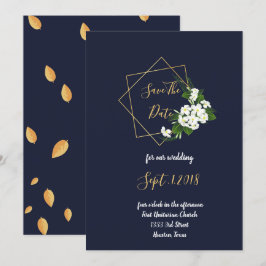 Invitación Elegant Classy Navy Geometric guardar la fecha