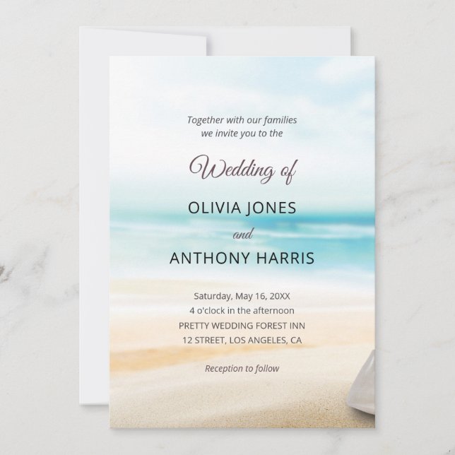 Invitación Elegant Coastal Beach Wedding (Anverso)