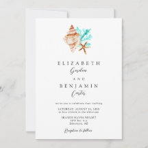 Elegant Coastal Seashell Watercolor Beach Wedding