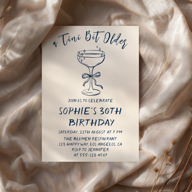 Invitación Elegant Cocktail A Tini Bit Older 30th Birthday (Subido por el creador)