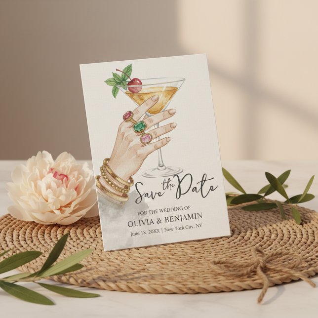 Invitación Elegant Cocktail Save the Date Wedding Invitation (Celebrate your special day with this elegant Save the Date Wedding Invitation)