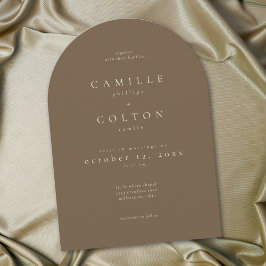 Invitación Elegant Cocoa Brown Minimalist Arch Wedding
