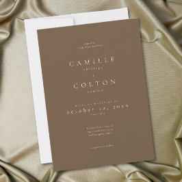 Invitación Elegant Cocoa Brown Minimalist Wedding