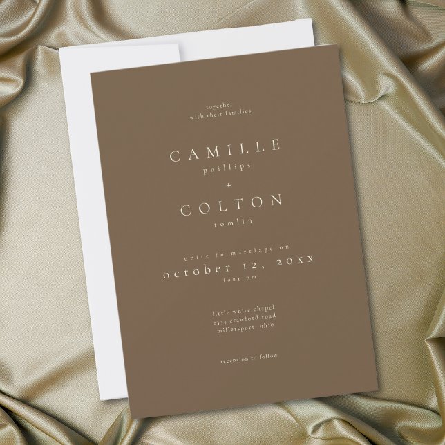Invitación Elegant Cocoa Brown Minimalist Wedding (Elegant Cocoa Brown Minimalist Wedding Invitation)