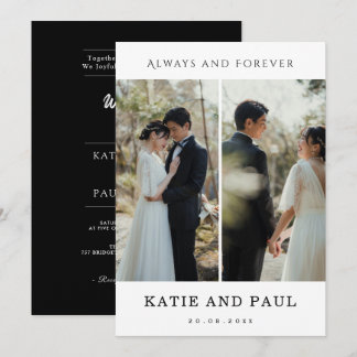 Invitación Elegant Collage 2 Photo Modern Black Chic Wedding 