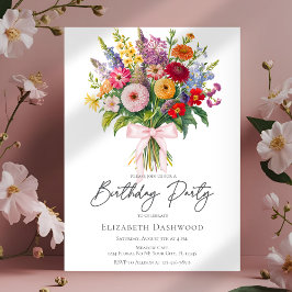 Invitación Elegant Colorful Garden Flowers Bouquet Birthday
