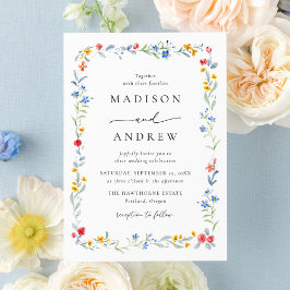 Invitación Elegant Colorful Wildflower Meadow Wedding
