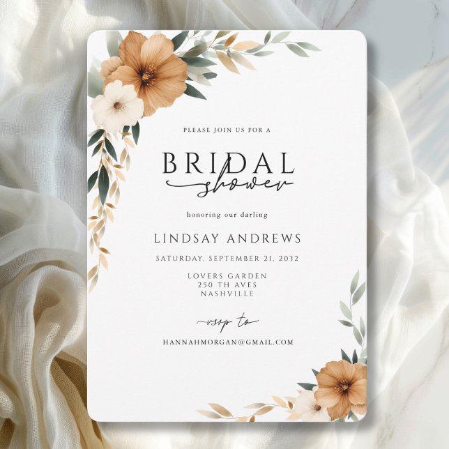 Invitación Elegant Copper & Earthy Botanical Bridal Shower (Elegant Copper & Earthy Botanical Bridal Shower Invitation)