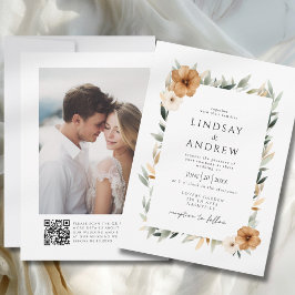 Invitación Elegant Copper & Earthy Botanical Photo Wedding