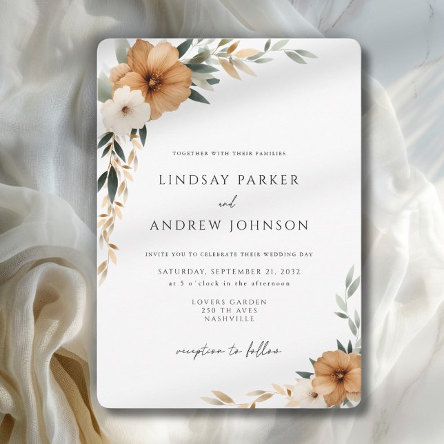 Invitación Elegant Copper & Earthy Botanical Wedding (Elegant Copper & Earthy Botanical Wedding Invitation)