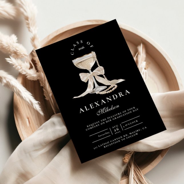 Invitación Elegant Coquette Pearl Graduation (Subido por el creador)